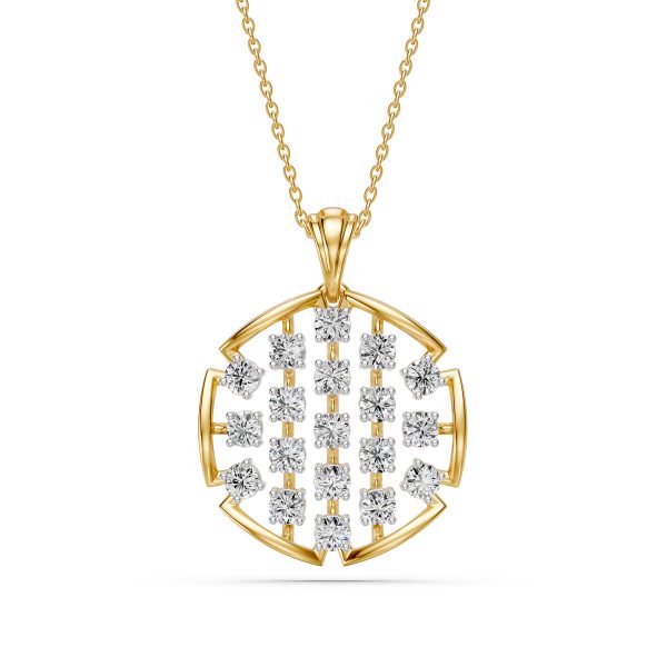 Aurora Grid Lab-Grown Diamond 14KT Yellow Gold Pendant